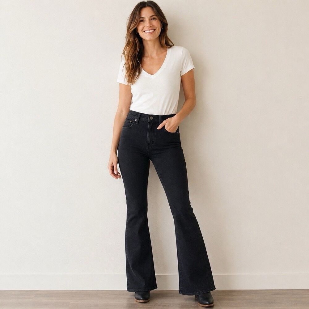 Levi's 726 Jeans Women 31 Black Flared Preppy Hippie Y2K Trendy Clean Girl